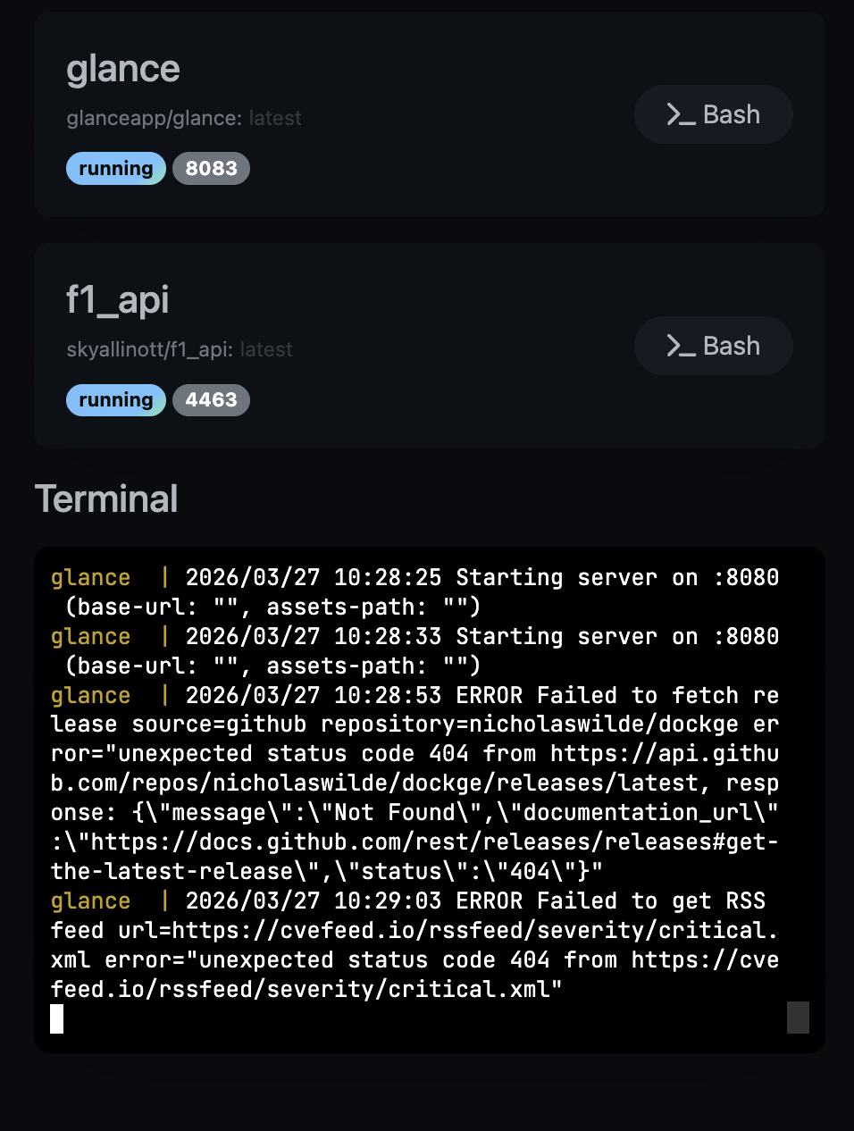 Dockge — vue logs en temps réel des containers
