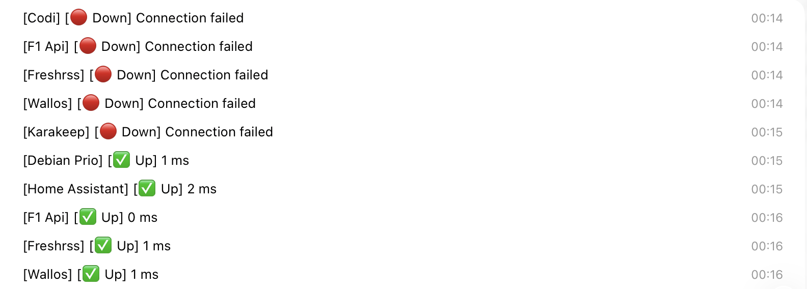Notifications Telegram Uptime Kuma alertes down et up sur iPhone
