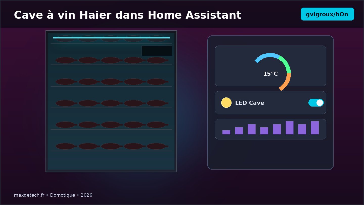 Cave à vin Haier HWS34GGH1 intégrée dans Home Assistant via gvigroux/hon